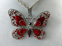 Red Butterfly Feng Shui Pendant Necklace