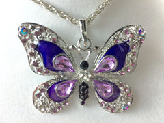 Purple Butterfly Feng Shui Pendant Necklace