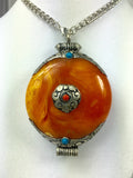 Antique Tibetan Amber Pendant