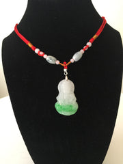 Feng Shui Jade Pendant Guanyin - White and Green