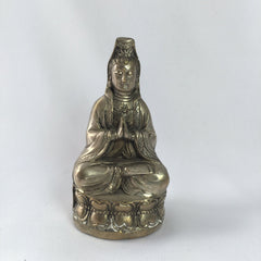 Antique Bronze Figurine Praying Quan Yin