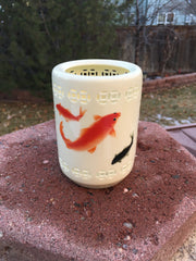 Koi Fish Executive Porcelain Pen Holder