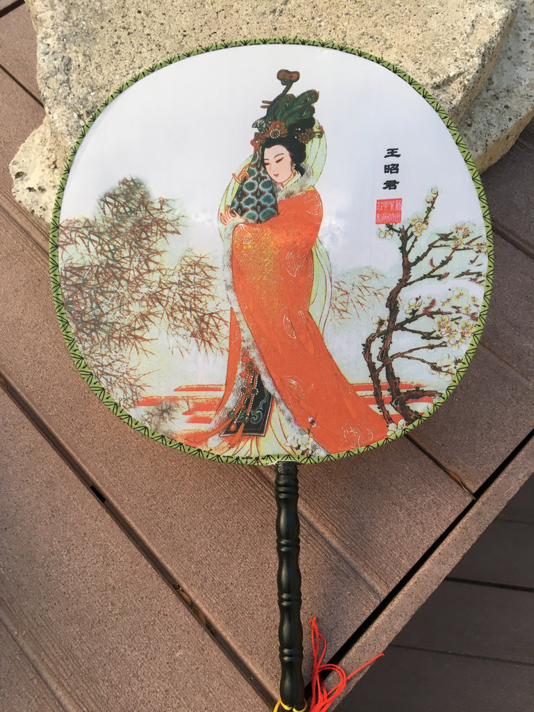 Feng Shui Hand Fan with Famous Chinese Beauty Wang Qiang