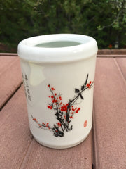 Plum Blossom Executive Porcelain Pen Holder for Desk