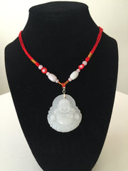 Feng Shui Jade Pendant Laughing Buddha - White